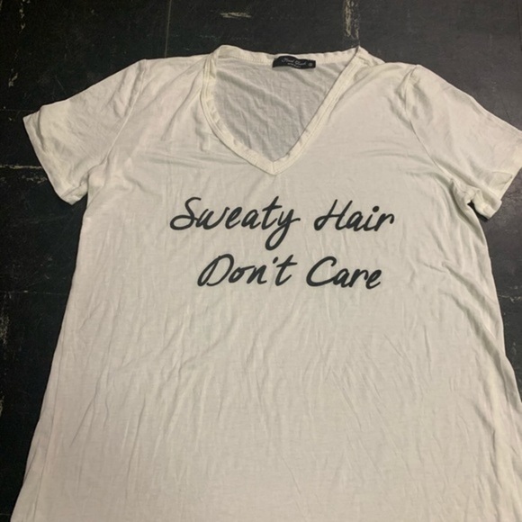 White Sweaty Hair Don’t Care Tunic Top - Picture 3 of 4